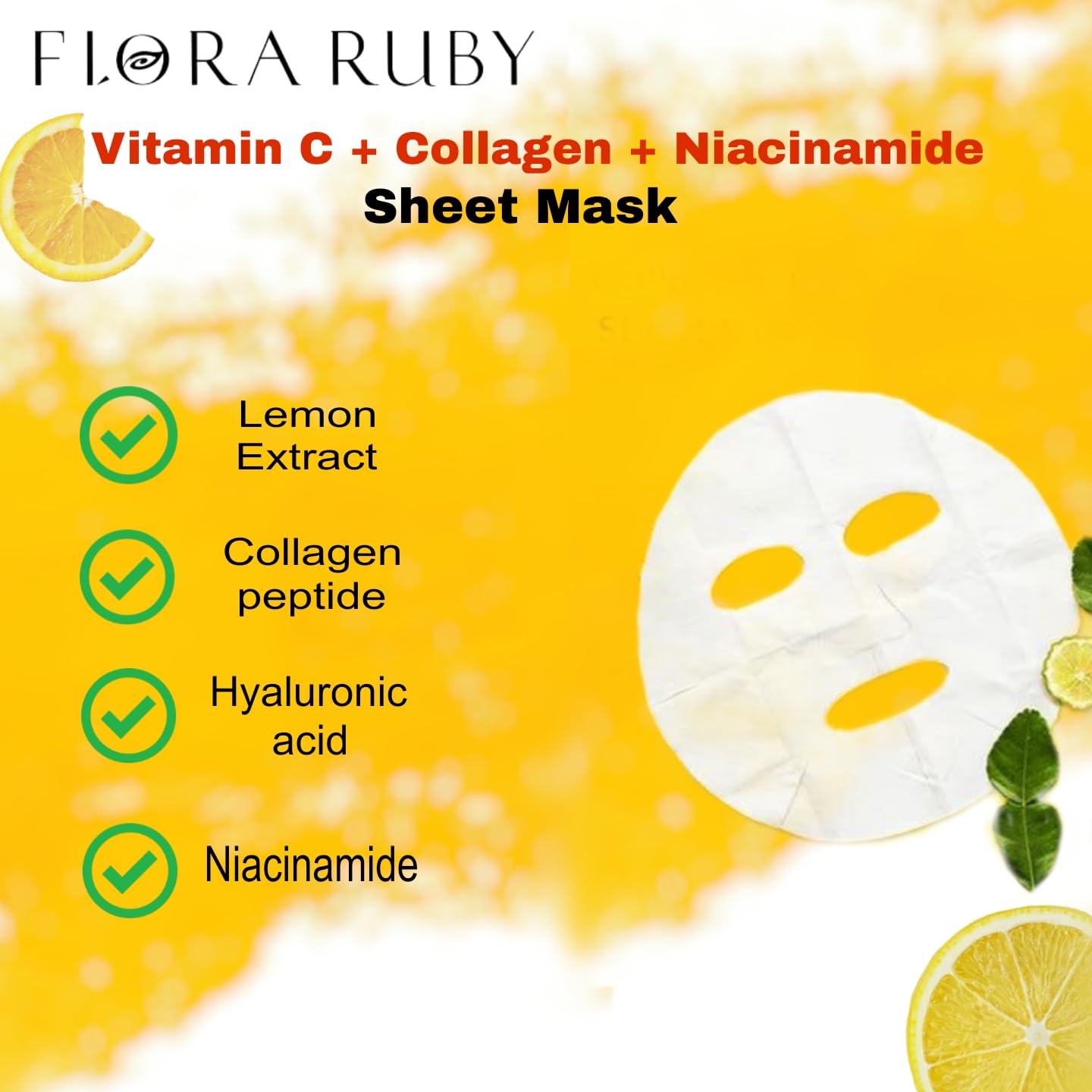 Beauty with Leevs Vitamin C Face Mask Sheet, Hydrating Facial Mask, 1 Count - close-up detail