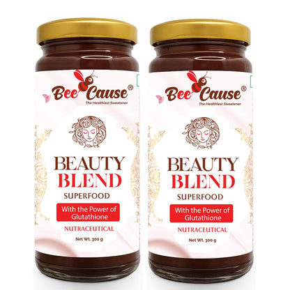 Bee Cause Beauty Blend Glutathione Honey, 300g Jars, Pack of 2, Botanical Formula with Saffron