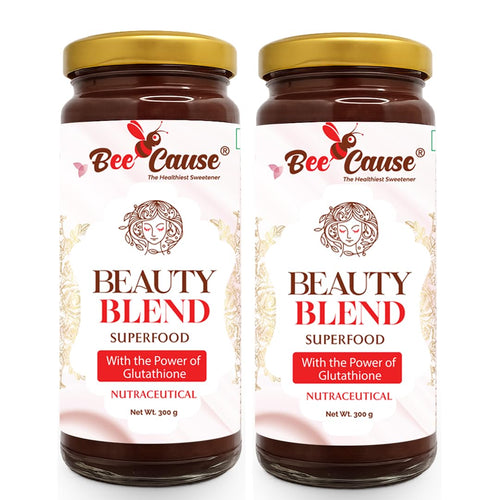 Bee Cause Beauty Blend Glutathione Honey, 300g Jars, Pack of 2, Botanical Formula with Saffron