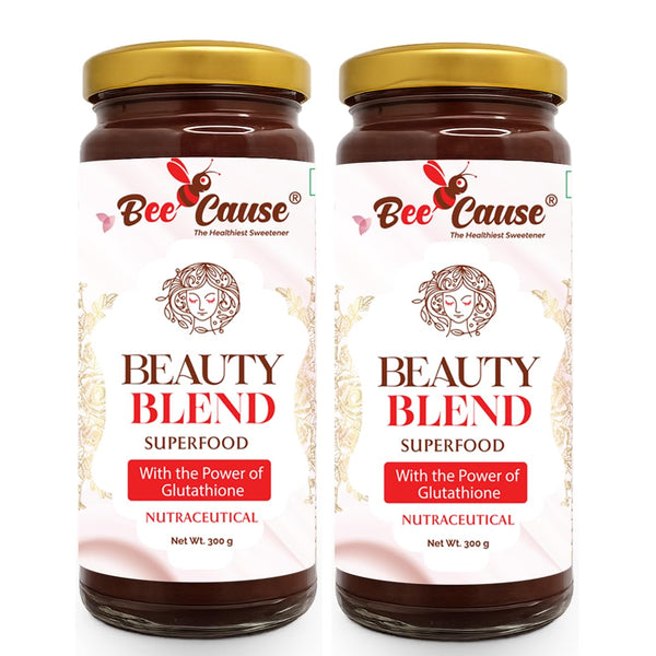 Bee Cause Beauty Blend Glutathione Honey, 300g Jars, Pack of 2, Botanical Formula with Saffron