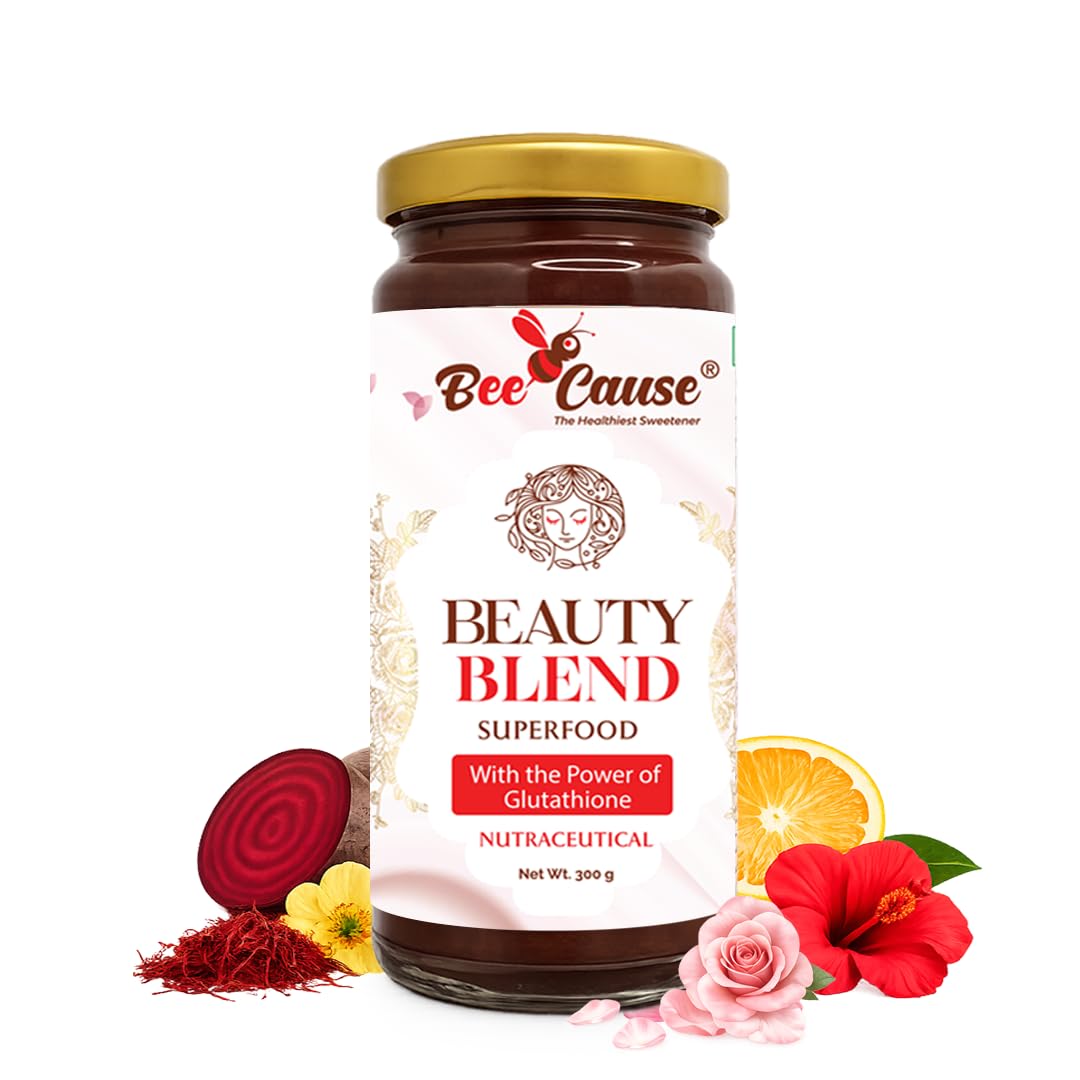 Bee Cause Beauty Blend Glutathione Honey, 300g Jars, Pack of 2, Botanical Formula with Saffron (10)
