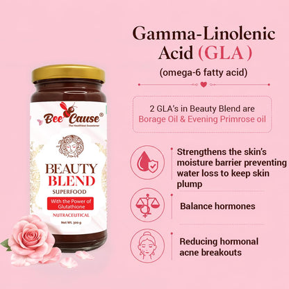 Bee Cause Beauty Blend Glutathione Honey, 300g Jars, Pack of 2, Botanical Formula with Saffron - close-up detail