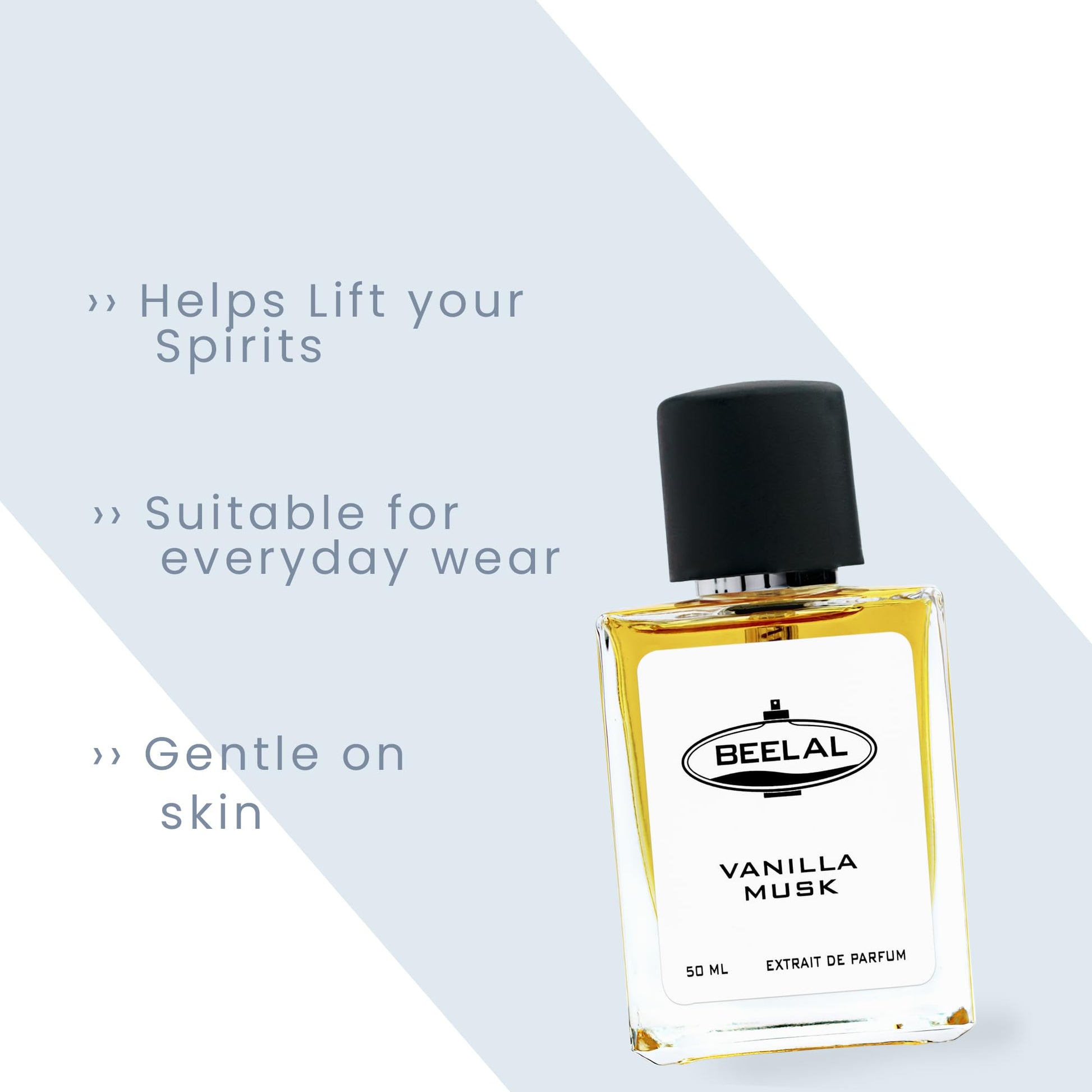 BEELAL Vanilla Musk Extrait De Parfum, 50ml, Unisex Eau de Parfum Spray - label detail