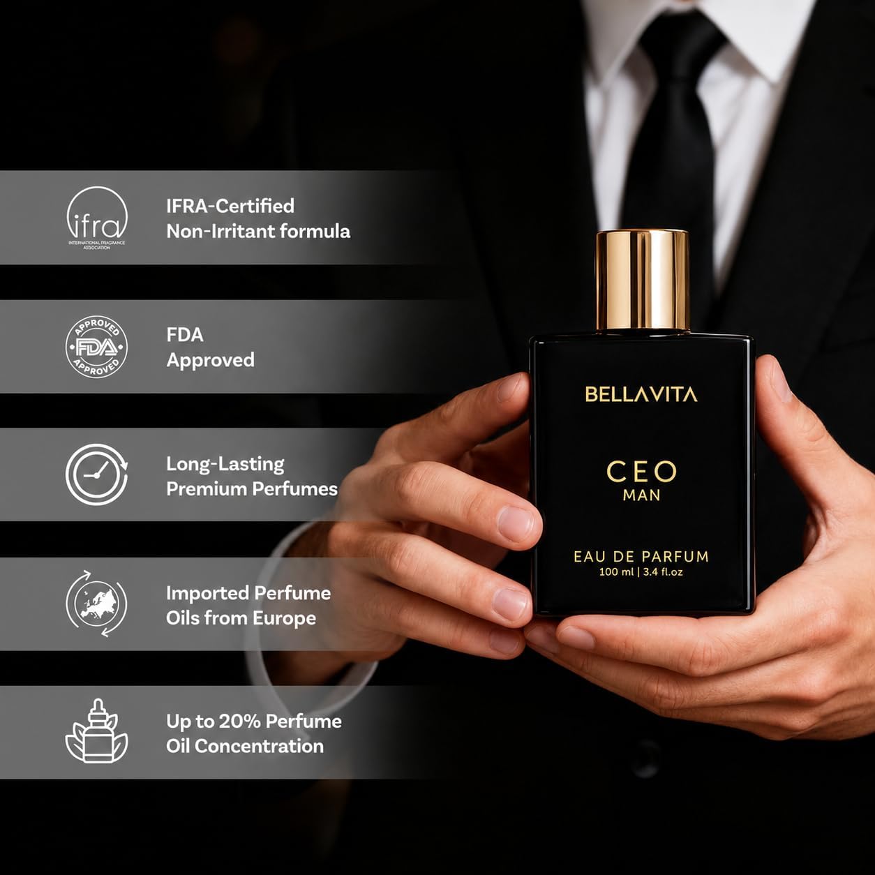 Bella Vita CEO Man Eau De Parfum, 20ml, Office Wear Fragrance for Men - packaging (12)