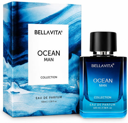 Bella Vita Men Ocean Aquatic Eau De Parfum, 100ml, Marine Orchid Musk, Citrus Woody, EdP Fragrance - front view