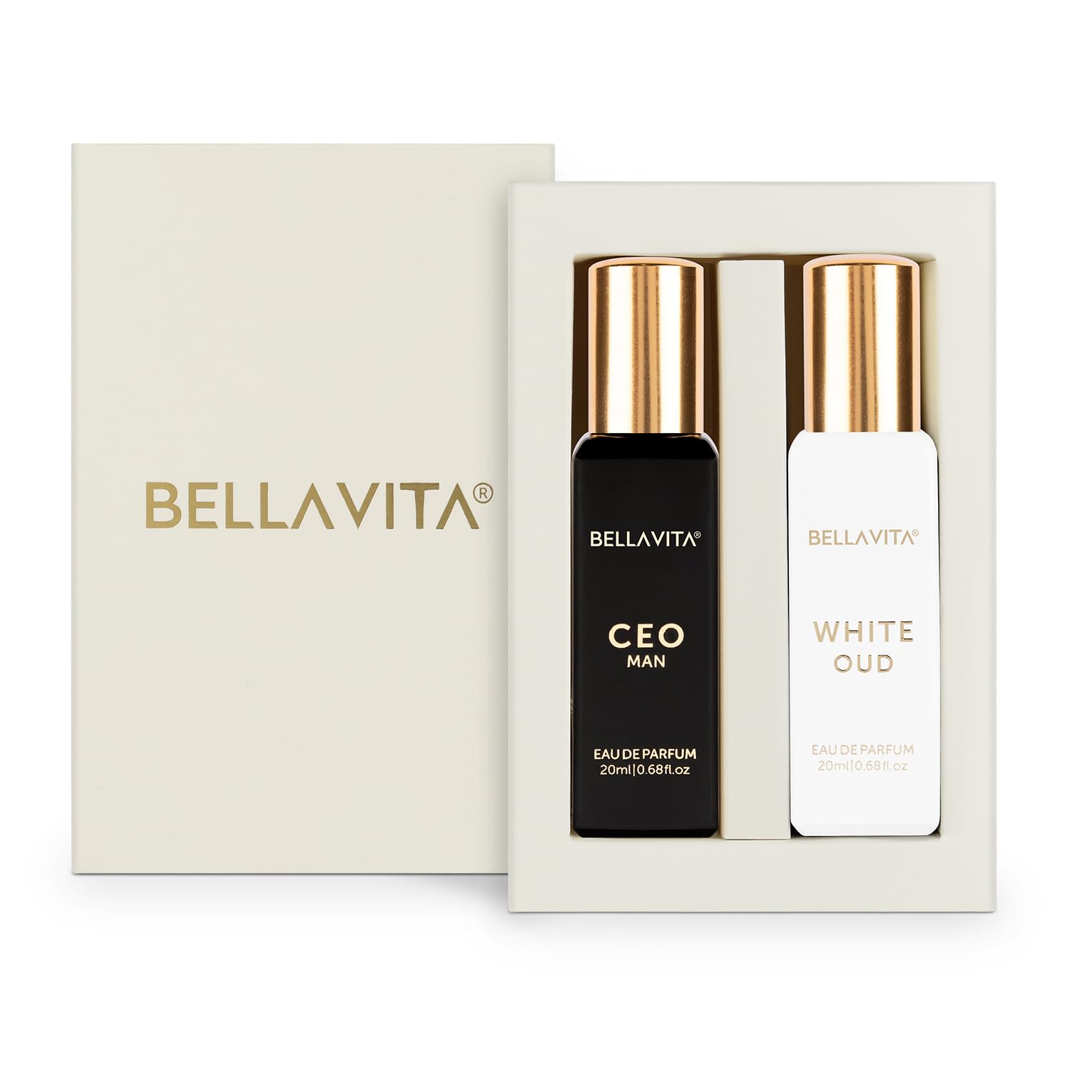 Bella Vita Organic CEO Man & White Oud Eau de Parfum Duo, 2x20ml, Unisex Woody Spicy Citrus Fragrance