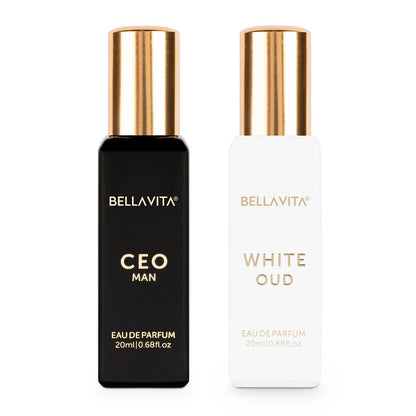 Bella Vita Organic CEO Man & White Oud Eau de Parfum Duo, 2x20ml, Unisex Woody Spicy Citrus Fragrance - back view