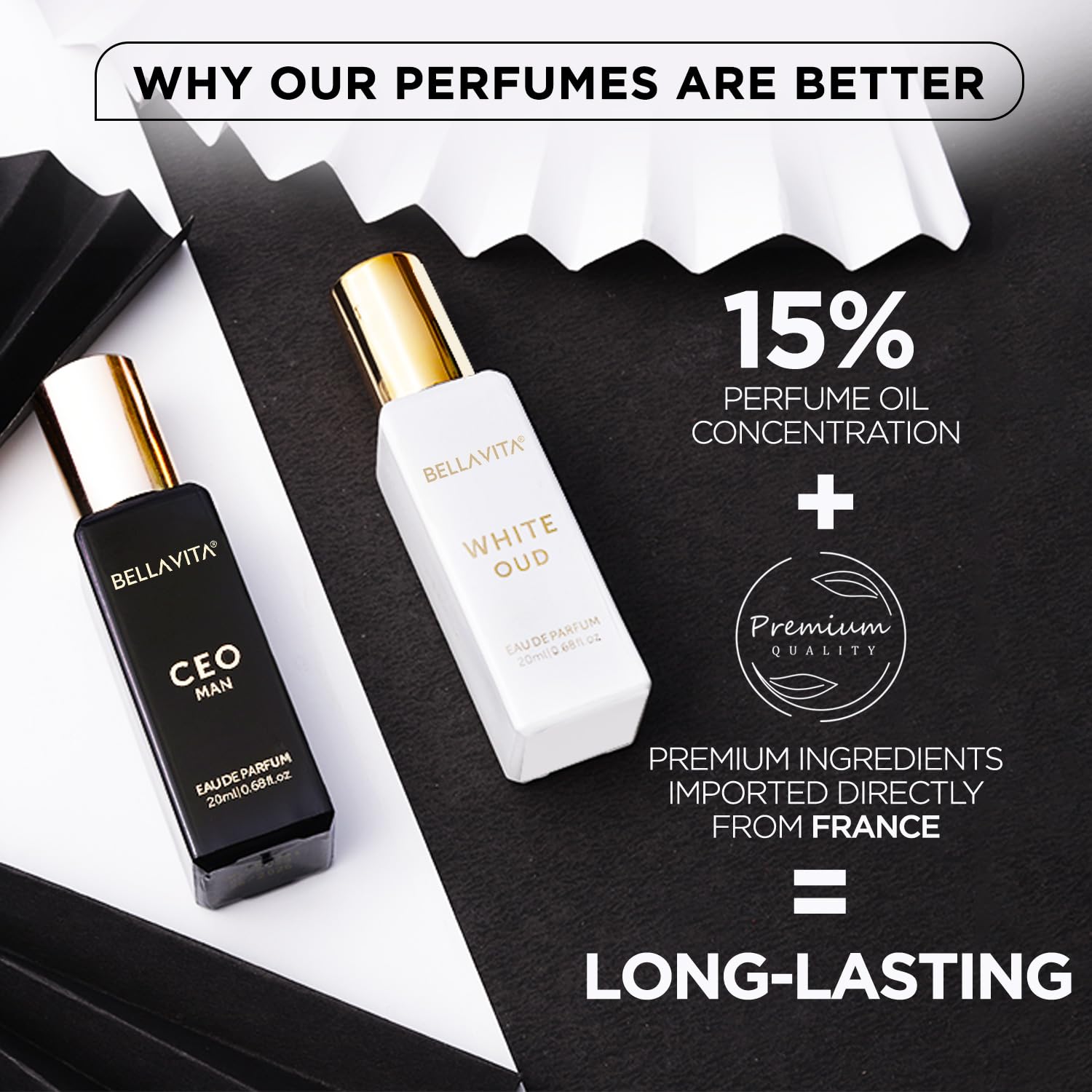 Bella Vita Organic CEO Man & White Oud Eau de Parfum Duo, 2x20ml, Unisex Woody Spicy Citrus Fragrance - label detail
