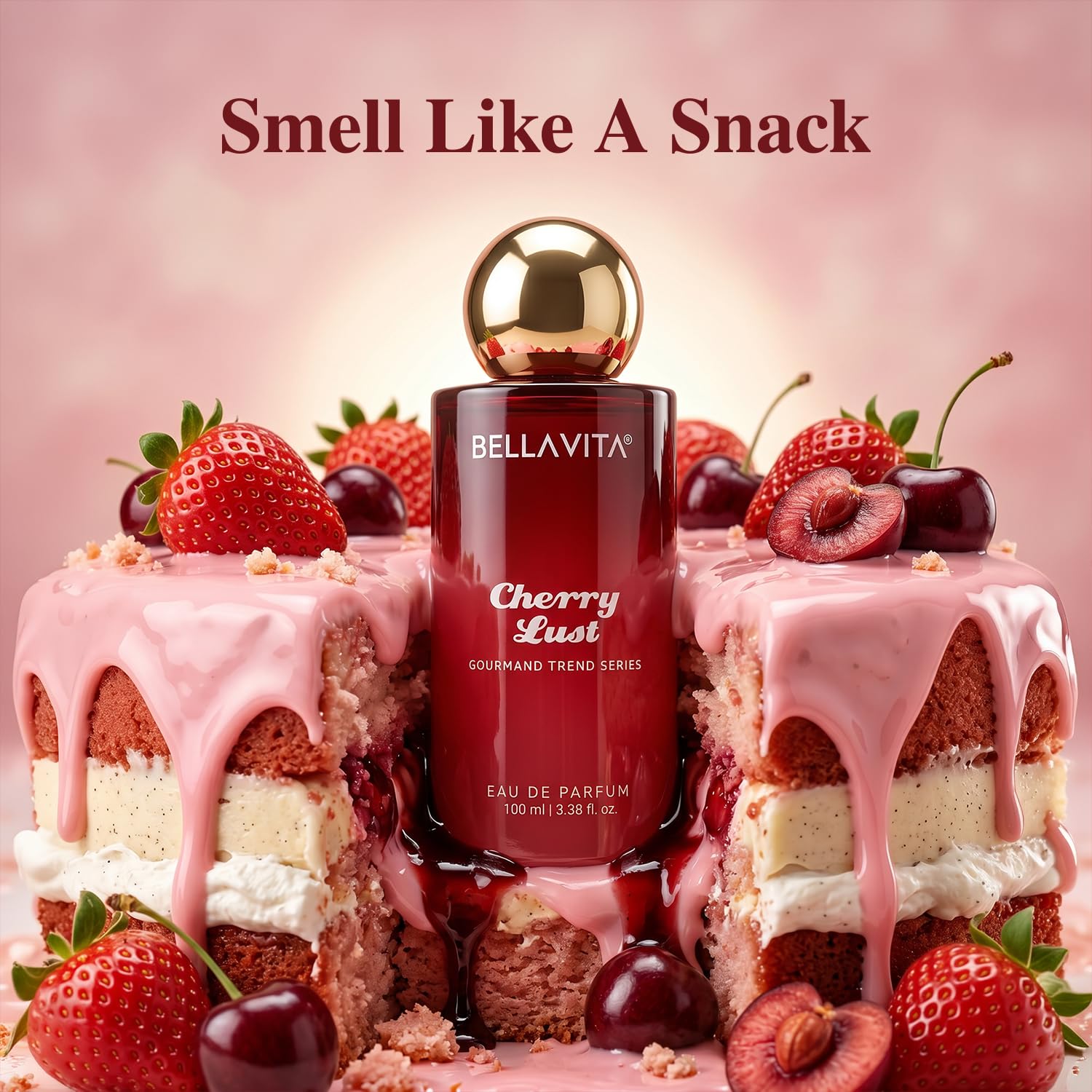 Bella Vita Organic Cherry Lust Eau de Parfum, 100ml, Unisex Gourmand Fragrance with Cherry, Strawberry, Vanilla and Marshmall