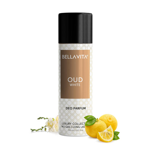 Bella Vita Oud White Body Deo 150ml - No Gas Long Lasting Deodorant Spray for Men