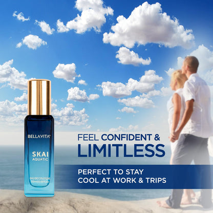 Bella Vita Skai Aquatic Eau de Cologne, 20ml, Unisex Woody Fragrance with Bergamot, Lavender & Patchouli - front view