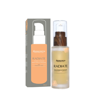 BERKOWITS HAIR & SKIN CLINICS Radiate Vitamin C Serum For Men & Women | Radiance Booster For Glowing Skin With Hyaluronic Aci