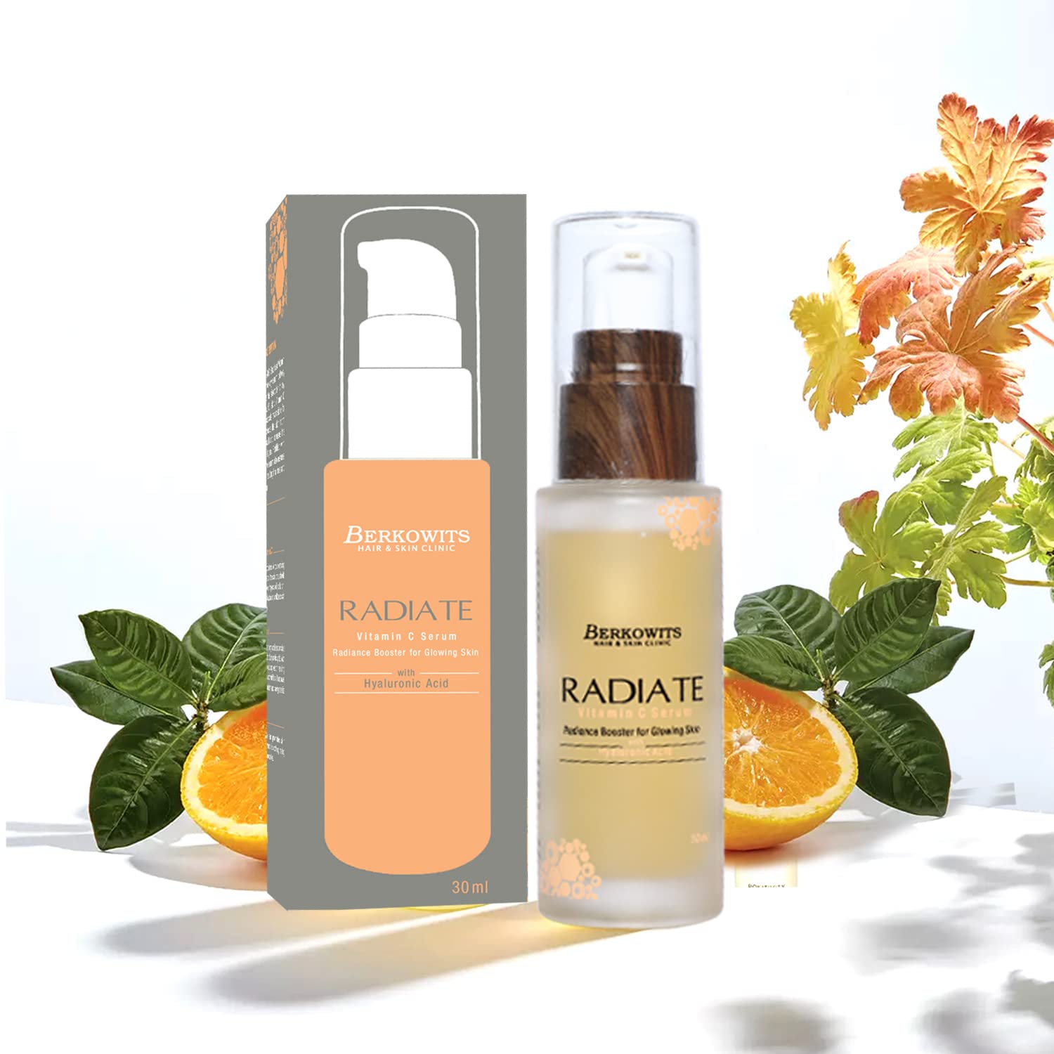 BERKOWITS HAIR & SKIN CLINICS Radiate Vitamin C Serum For Men & Women | Radiance Booster For Glowing Skin With Hyaluronic Aci