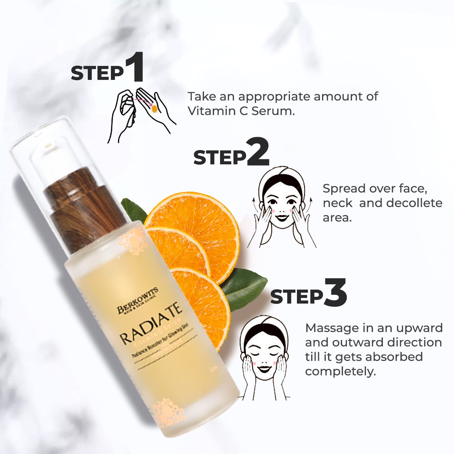 BERKOWITS HAIR & SKIN CLINICS Radiate Vitamin C Serum For Men & Women | Radiance Booster For Glowing Skin With Hyaluronic Aci