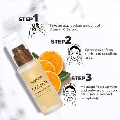 BERKOWITS HAIR & SKIN CLINICS Radiate Vitamin C Serum For Men & Women | Radiance Booster For Glowing Skin With Hyaluronic Aci