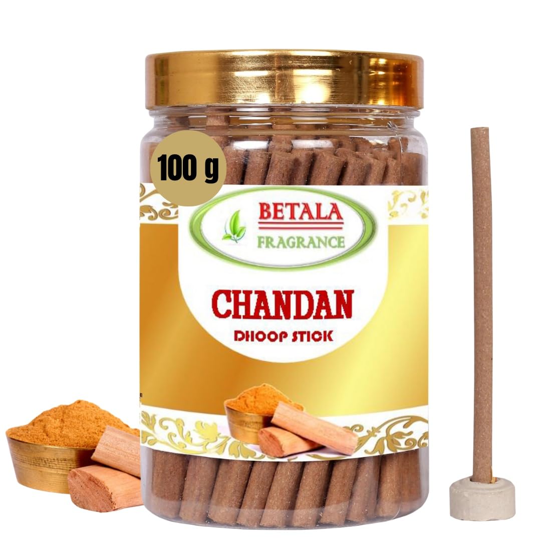 BETALA FRAGRANCE Chandan Sandalwood Dhoop Sticks, Incense Sticks for Pooja with Holder