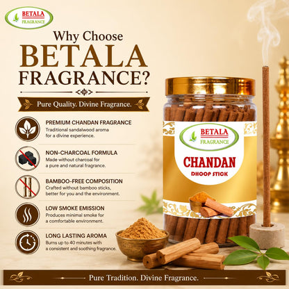 BETALA FRAGRANCE Chandan Sandalwood Dhoop Sticks, Incense Sticks for Pooja with Holder - packaging (10)