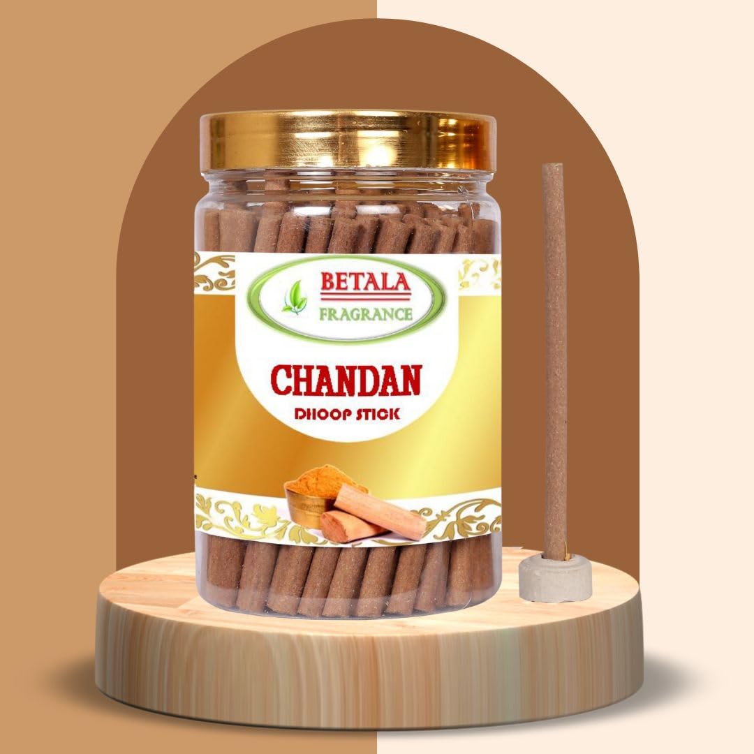 BETALA FRAGRANCE Chandan Sandalwood Dhoop Sticks, Incense Sticks for Pooja with Holder - back view (16)
