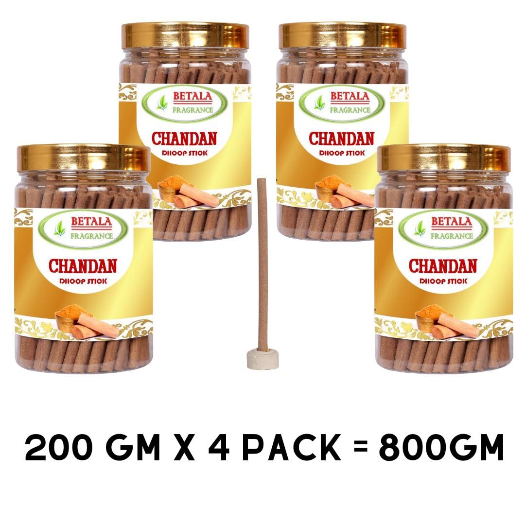BETALA FRAGRANCE Chandan Sandalwood Dhoop Sticks, Incense Sticks for Pooja with Holder - front view (20)