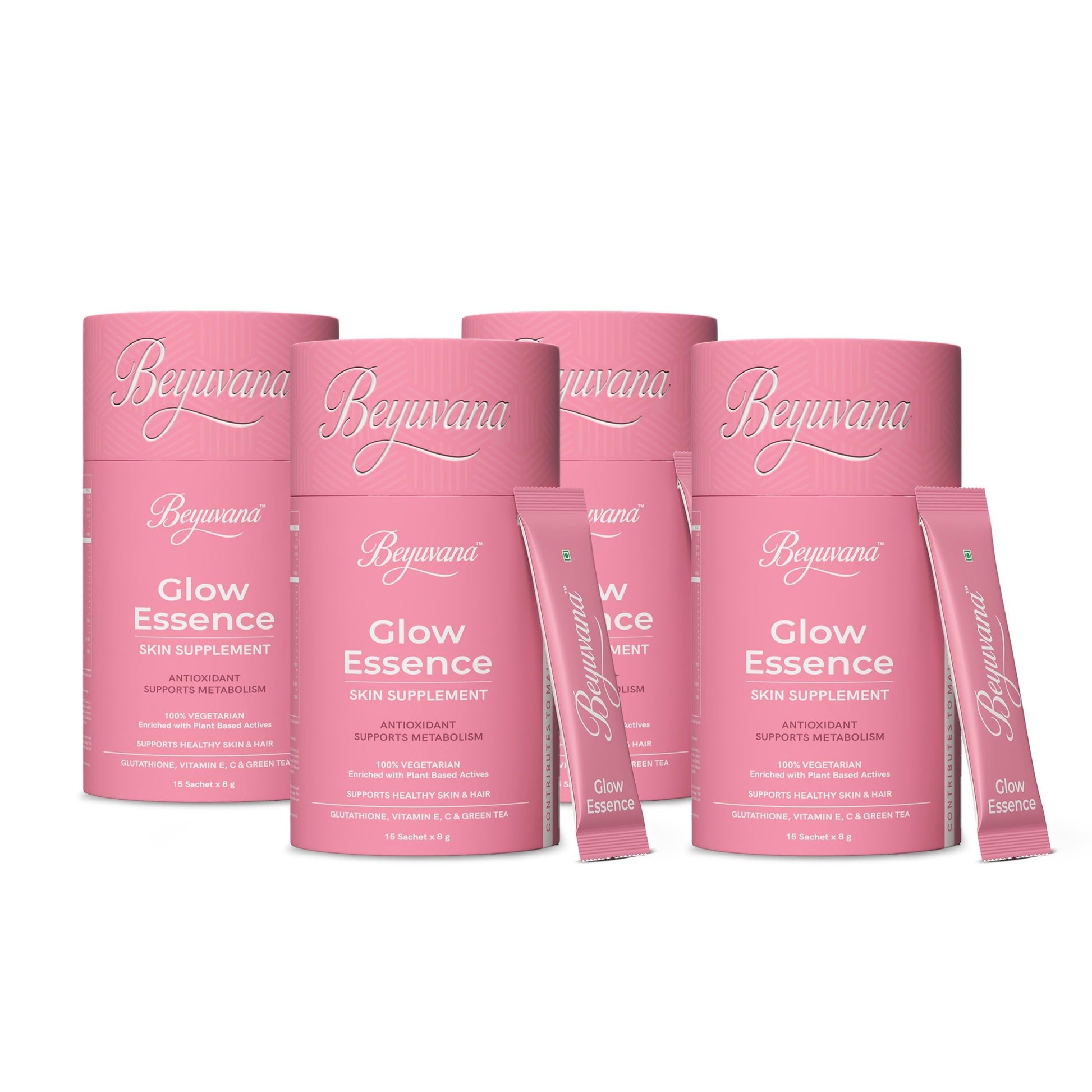 BEYUVANA Glow Essence Skin Supplement Powder with Glutathione, Vitamin C & E, Green Tea Extract (22)
