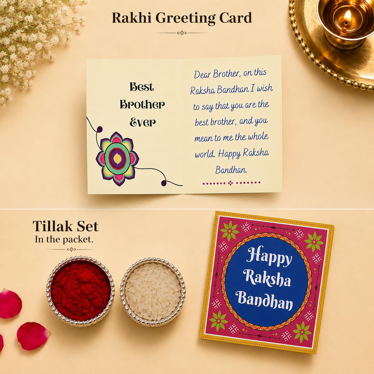 Bhaiya Bhabhi Rakhi Set with Lumba Rakhi | Designer Bhai Bhabhi Combo for Raksha Bandhan | Traditional Handmade Bracelet Pair