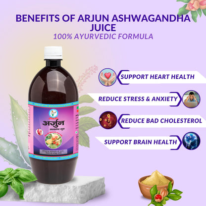 Bharat Gram Udyog Arjun Ashwagandha Juice Ras, 1 Liter, Nine-Herb Liquid Supplement for Adults - back view