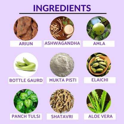 Bharat Gram Udyog Arjun Ashwagandha Juice Ras, 1 Liter, Nine-Herb Liquid Supplement for Adults - ingredients panel