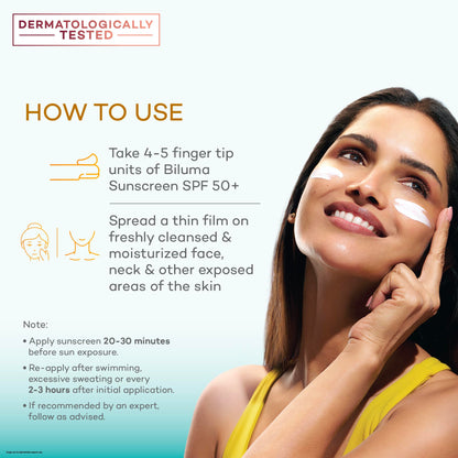 Bi-Luma Sunscreen SPF 50+ PA++++ 50ml, Broad Spectrum UVA/UVB, Paraben-Free, Fragrance-Free, for All Skin Types - size and sc