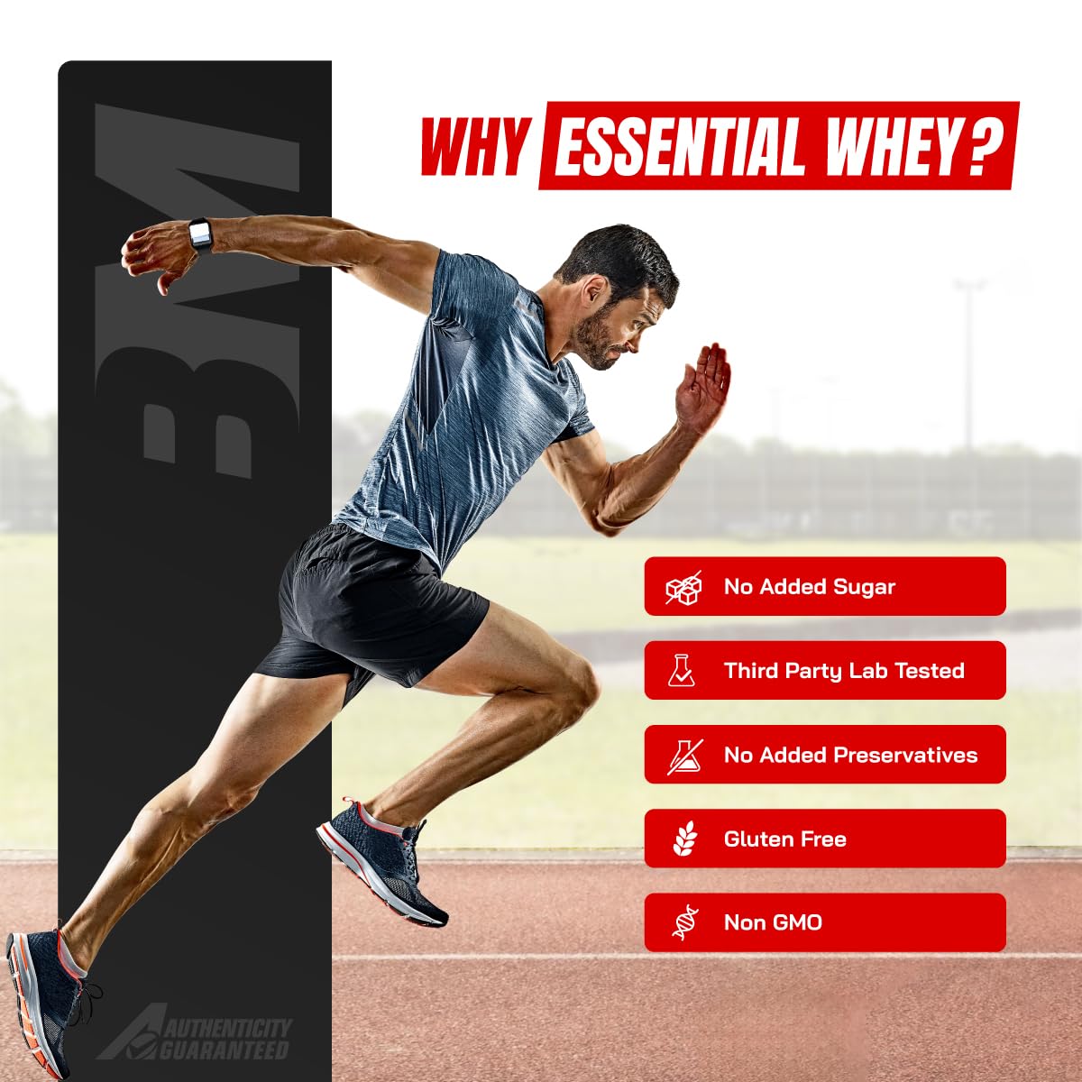 Bigmuscles Nutrition Essential Whey Protein, 1000g, 24g Protein per Serving, with Digestive Enzymes, Vitamins & Minerals - la