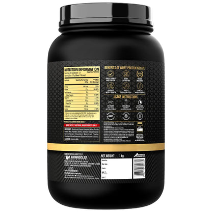 Bigmuscles Nutrition Gold Whey Isolate (1kg, Arabica Coffee) | 27g Whey Protein Isolate 90% | 7 Natural Ingredients Only | 0 