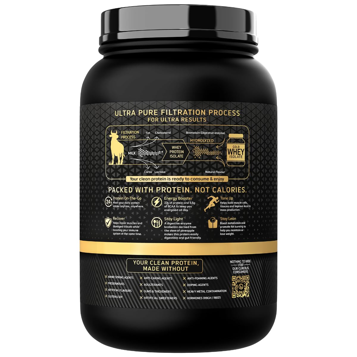 Bigmuscles Nutrition Gold Whey Isolate (1kg, Arabica Coffee) | 27g Whey Protein Isolate 90% | 7 Natural Ingredients Only | 0 