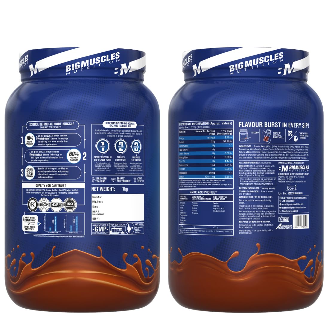 Bigmuscles Nutrition Nitra Isolate Whey Protein Powder, 1kg, Adult Supplement - in use (15)