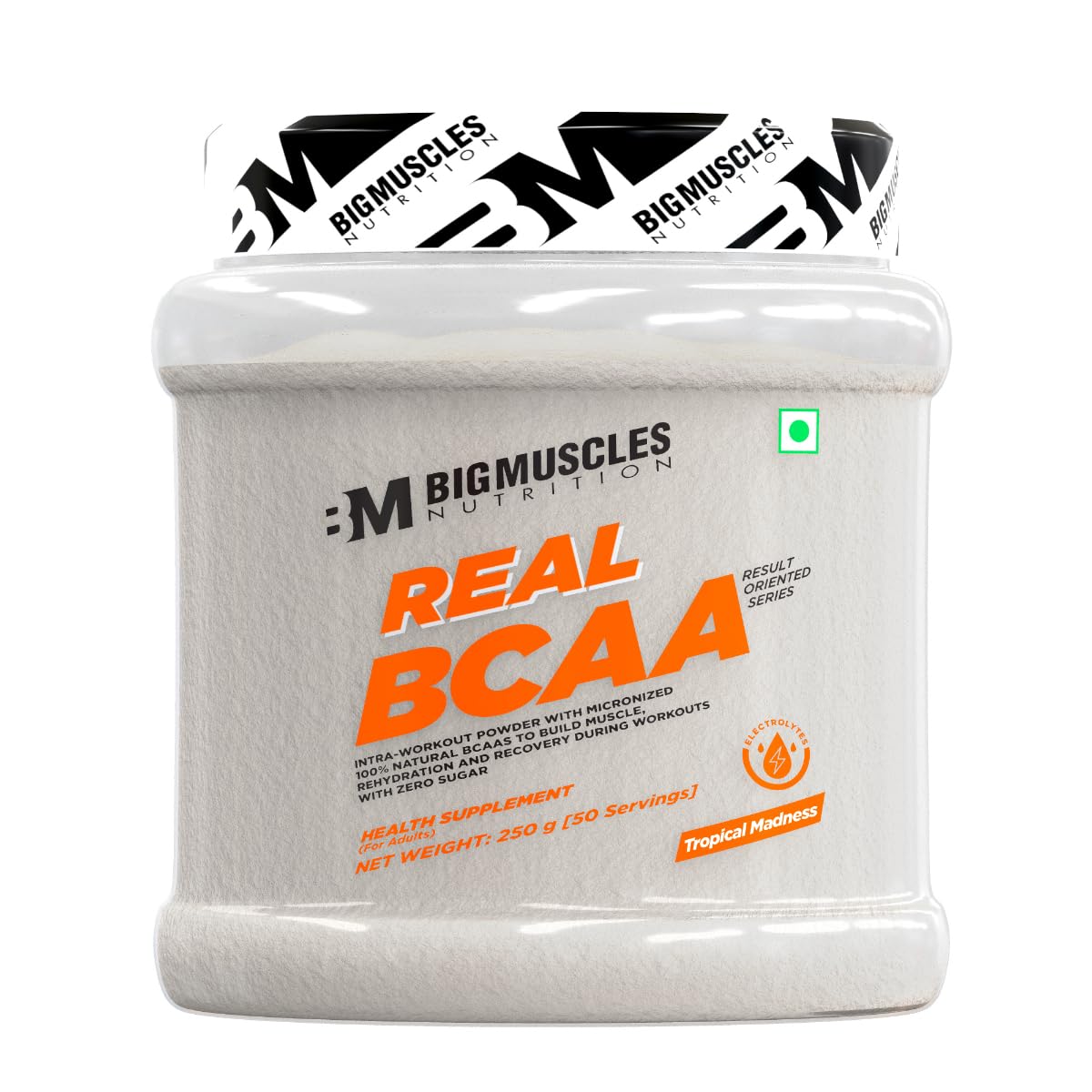 Bigmuscles Nutrition Real BCAA Powder, Vegan Micronized BCAA Supplement, 5g per Serving (16)