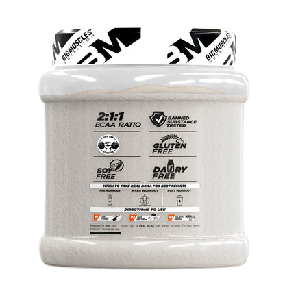 Bigmuscles Nutrition Real BCAA Powder, Vegan Micronized BCAA Supplement, 5g per Serving - back view