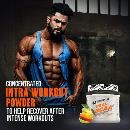 Bigmuscles Nutrition Real BCAA Powder, Vegan Micronized BCAA Supplement, 5g per Serving - ingredients panel
