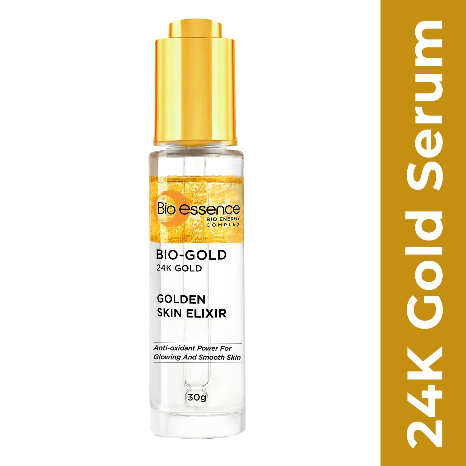 Bio Essence 24K Gold Skin Elixir Vitamin C Face Serum with Argan Oil and Hyaluronic Acid, 30g - front view