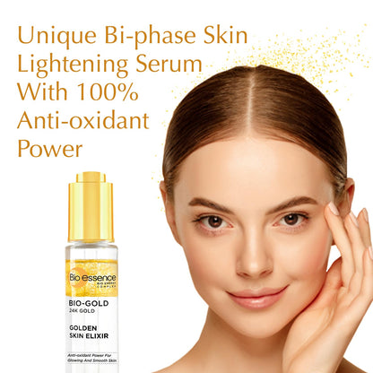 Bio Essence 24K Gold Skin Elixir Vitamin C Face Serum with Argan Oil and Hyaluronic Acid, 30g - back view