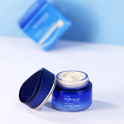 Bio Essence Bio-Vlift 4V Face Lifting Cream, 45g, with Hyaluronic Acid, Fermented Rice & Niacinamide - in use