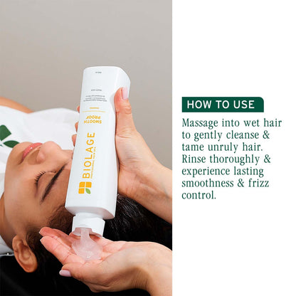 Biolage Smooth Proof Anti-Frizz Shampoo, 400ml, with Camellia Oil and Glycerin, Vegan Formula, Cruelty-Free, Unisex - in use