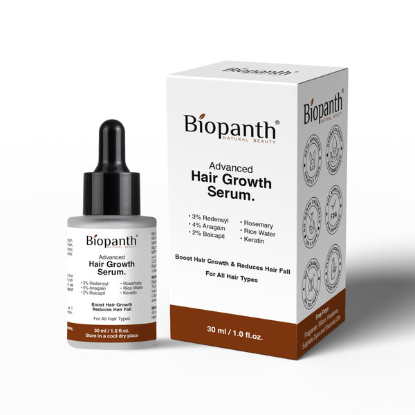 Biopanth Advanced Hair Growth & Scalp Serum – 3% Redensyl, 4% Anagain, 2% Baicapil, Caffeine & Keratin | Hair Fall Control Se