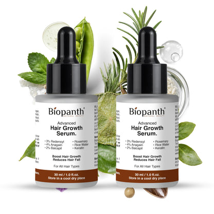 Biopanth Advanced Hair Growth & Scalp Serum – 3% Redensyl, 4% Anagain, 2% Baicapil, Caffeine & Keratin | Hair Fall Control Se