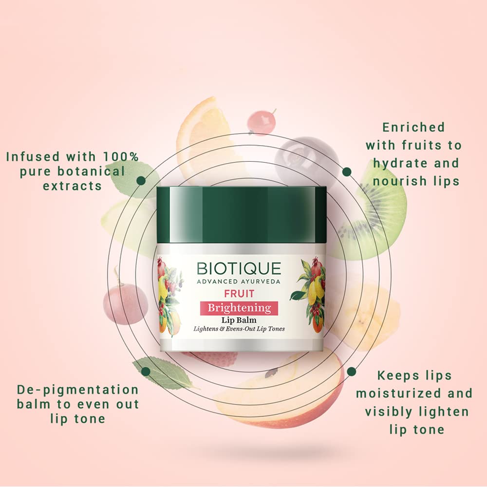 Biotique Bio Fruit Moisturizing Lip Balm with Botanical Extracts, 12g, All Skin Types - back view