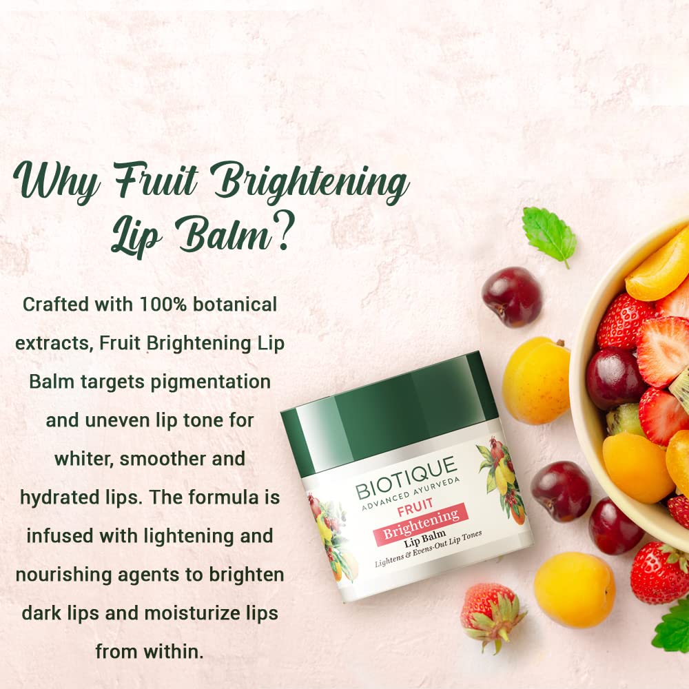 Biotique Bio Fruit Moisturizing Lip Balm with Botanical Extracts, 12g, All Skin Types - label detail