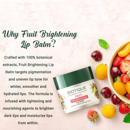 Biotique Bio Fruit Moisturizing Lip Balm with Botanical Extracts, 12g, All Skin Types - label detail