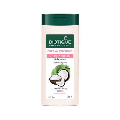 Biotique Creamy Coconut Body Lotion, Botanical Moisturizer for Extra Dry Skin