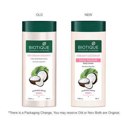 Biotique Creamy Coconut Body Lotion, Botanical Moisturizer for Extra Dry Skin - back view