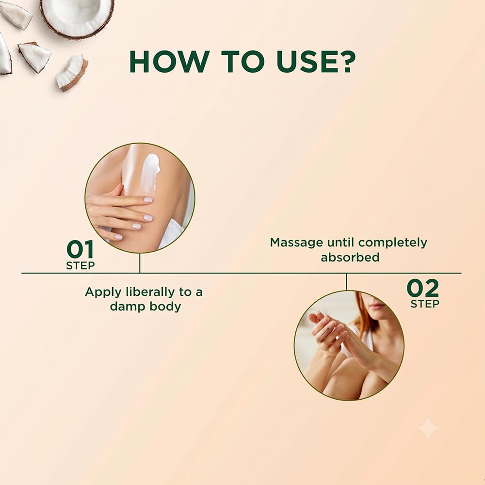 Biotique Creamy Coconut Body Lotion, Botanical Moisturizer for Extra Dry Skin - back view (8)
