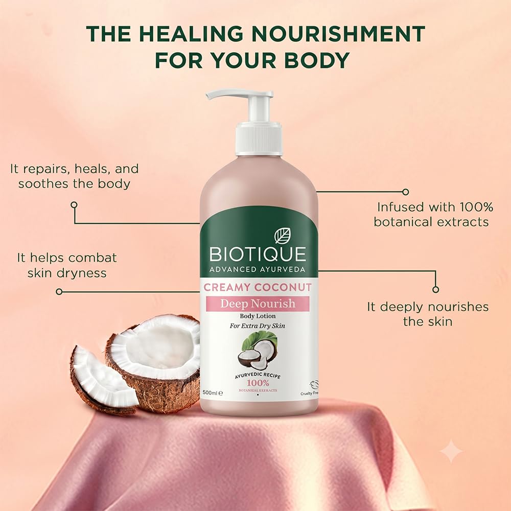 Biotique Creamy Coconut Body Lotion, Botanical Moisturizer for Extra Dry Skin - packaging (9)
