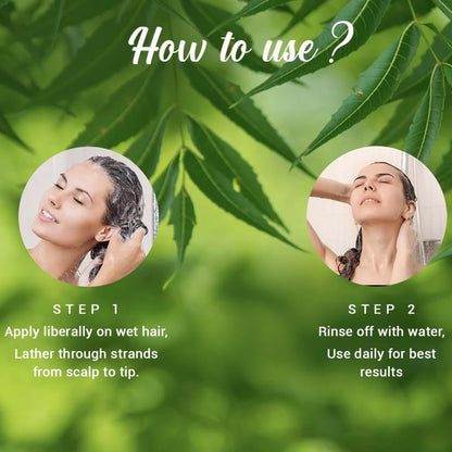 Biotique Fresh Neem Shampoo and Conditioner, Botanical Hair Cleanser with Bhringraj and Reetha - close-up detail