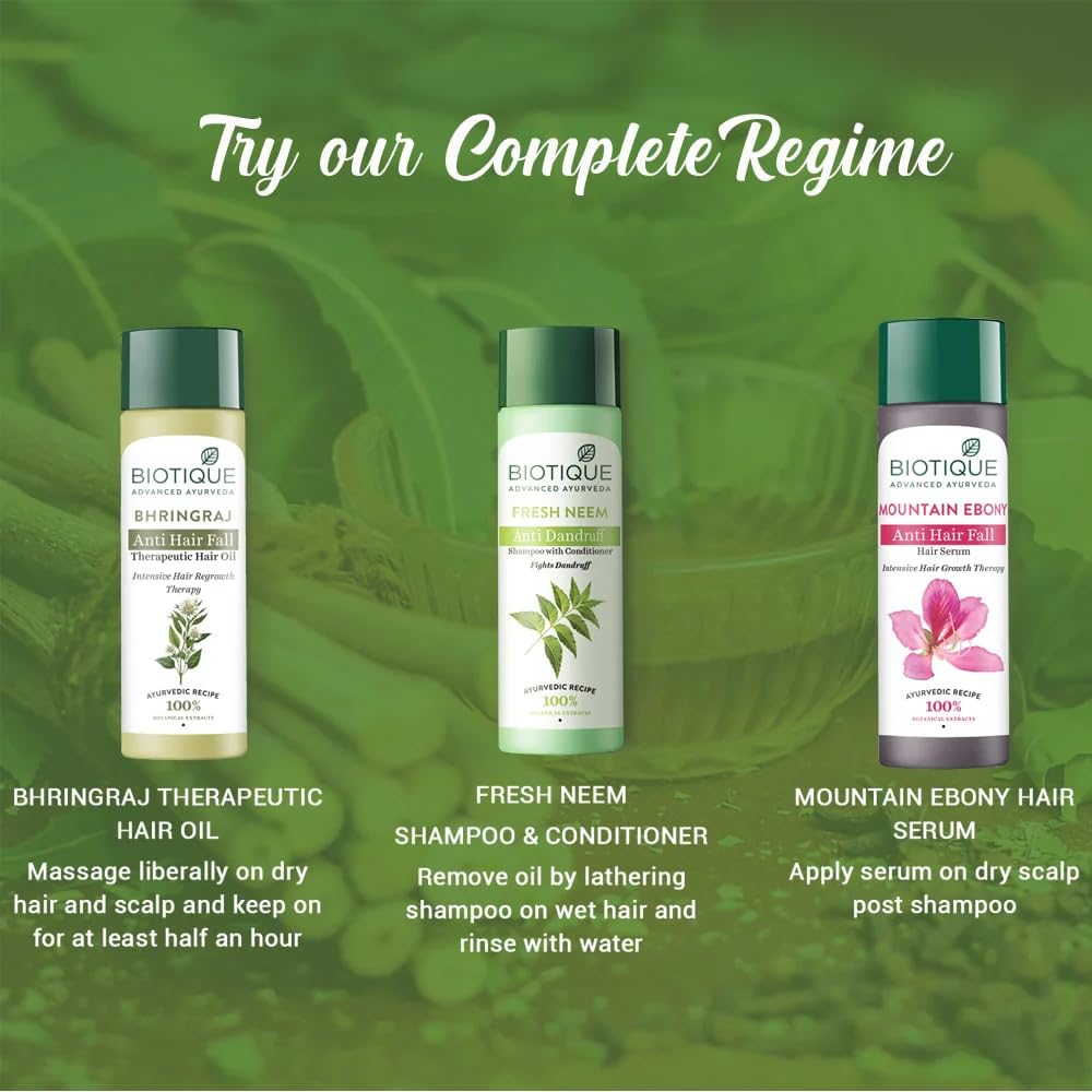Biotique Fresh Neem Shampoo and Conditioner, Botanical Hair Cleanser with Bhringraj and Reetha - in use